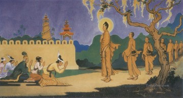 宗教的 Painting - 仏陀がラジャガハ市を訪問